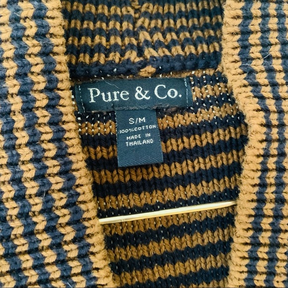 Pure & Co. Striped Button Down Cardigan Brown, S/M - Picture 2 of 13